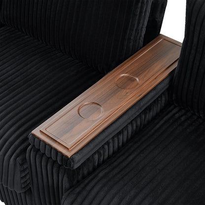 Modern 4-Seater Corduroy Sofa Couch with USB Ports, Hidden Storage and