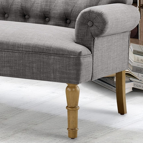 Dove Gray Loveseat Sofa With Button Tufting Sinuous Springs
