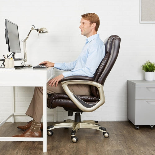 Big Tall Executive Office Chair With Lumbar Support Brown