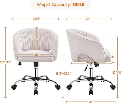 Cute Desk Chair Velvet Chair Vanity Chair with Wheels Home Office
