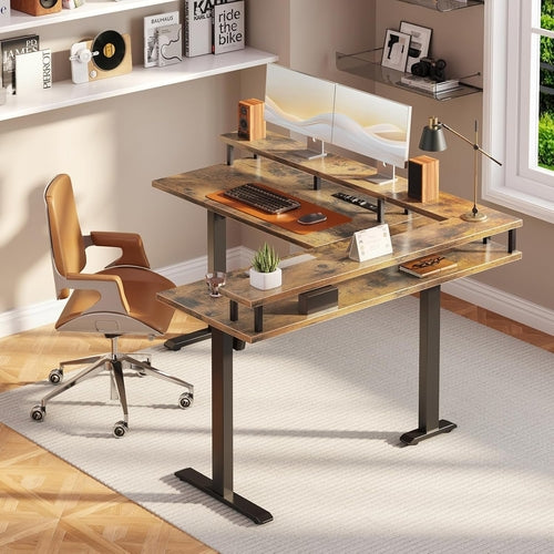 Electric L Shaped Standing Desk 59 Inch Height Adjustable