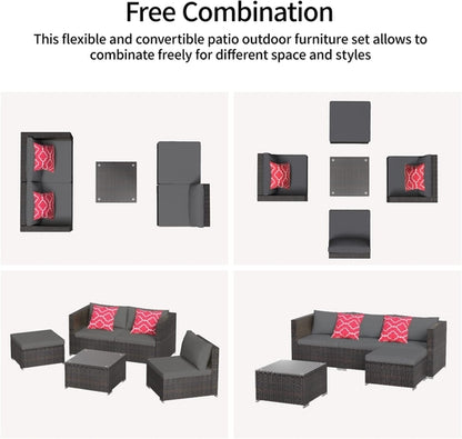Outdoor Patio Conversation Set All Weather Gray Sectional
