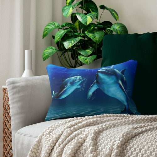 Decorative Lumbar Throw Pillow - Blue Dolphin