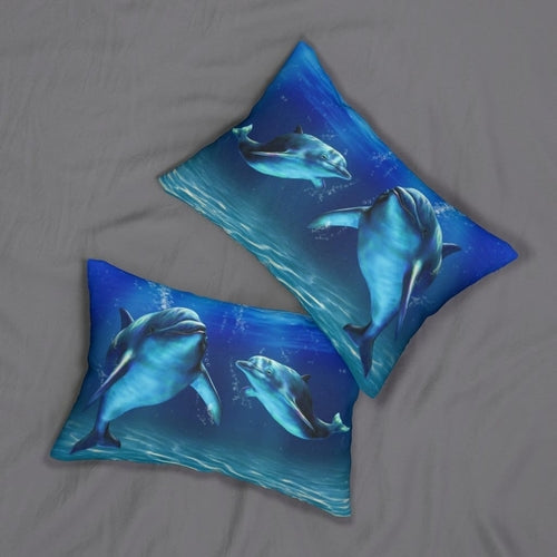 Decorative Lumbar Throw Pillow - Blue Dolphin