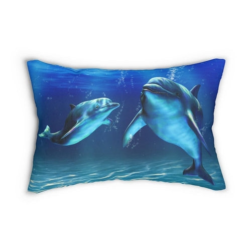 Decorative Lumbar Throw Pillow - Blue Dolphin