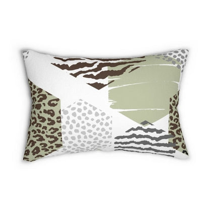 Decorative Lumbar Throw Pillow - Pastel Brown and Green Geometric