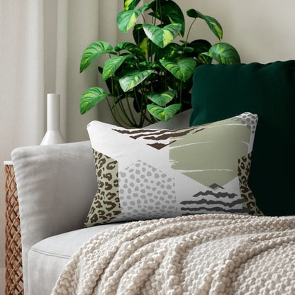 Decorative Lumbar Throw Pillow - Pastel Brown and Green Geometric