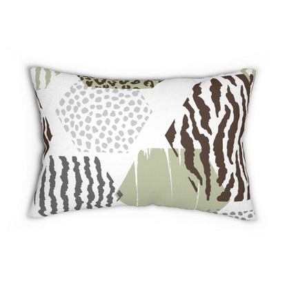Decorative Lumbar Throw Pillow - Pastel Brown and Green Geometric