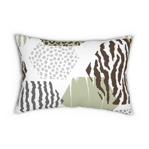 Decorative Lumbar Throw Pillow - Pastel Brown and Green Geometric