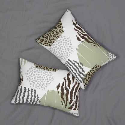 Decorative Lumbar Throw Pillow - Pastel Brown and Green Geometric