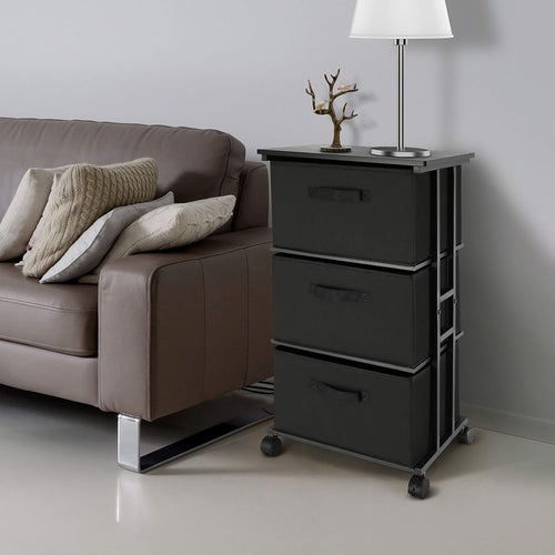 Black 3 Drawer Dresser For Bedroom And Hallway Organization