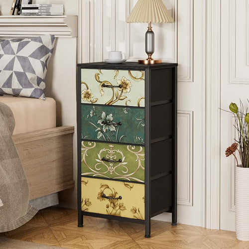 4 Drawer Dresser Nightstand With Wood Top For Bedroom
