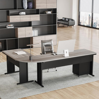 83 Inch L Shaped Office Desk Gray Executive Desk Large