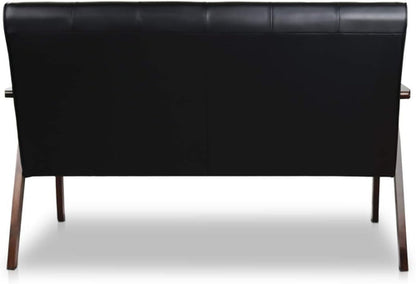 Mid-Century Modern Faux Leather Loveseat Sofa 2-Seat