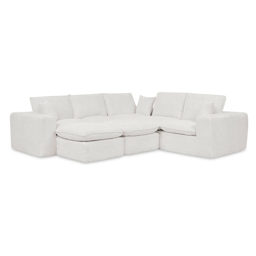 Modern Boucle L-Shaped Sectional Sofa with Two Moveable Ottomans,