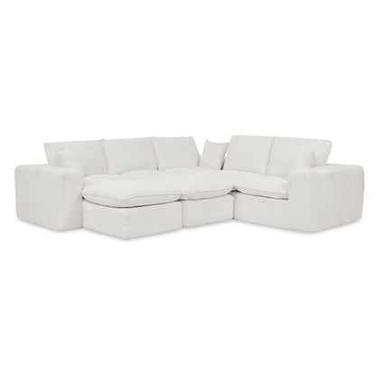 Modern Boucle L-Shaped Sectional Sofa with Two Moveable Ottomans,