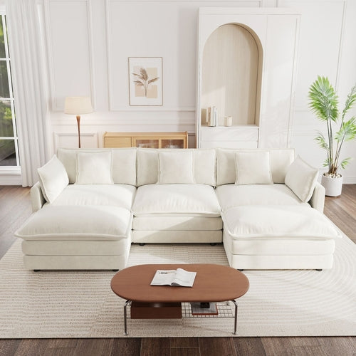 U-Shaped Sectional Sofa w/Reversible Footrest, 5-Seater Convertible