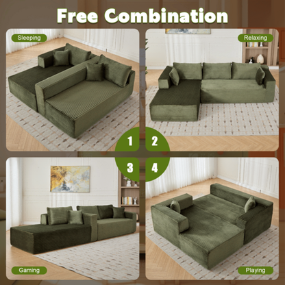 Compression Sectional Couch with Comfy Chaise, Boneless L Shape Sofa