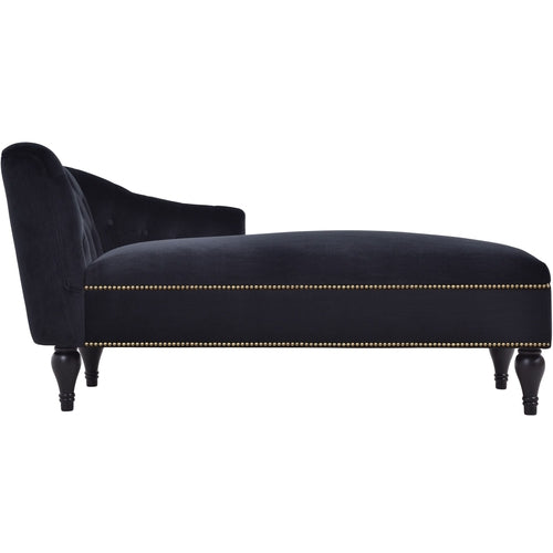 58" Velvet Chaise Lounge; Button Tufted Right Arm Facing Lounge Chair