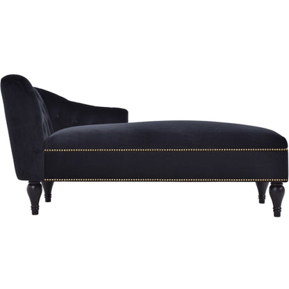 58" Velvet Chaise Lounge; Button Tufted Right Arm Facing Lounge Chair
