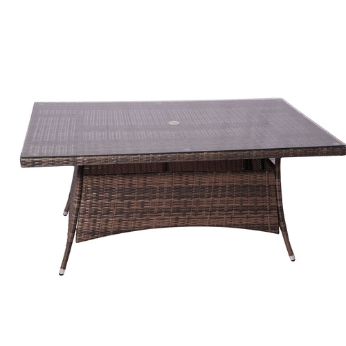 Direct Wicker Patio 7-Piece Brown Wicker Dining Set with Rattan Table