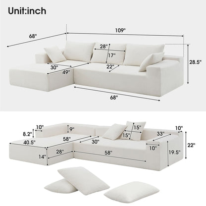 109*68" Modular Sectional Living Room Sofa Set, Modern Minimalist