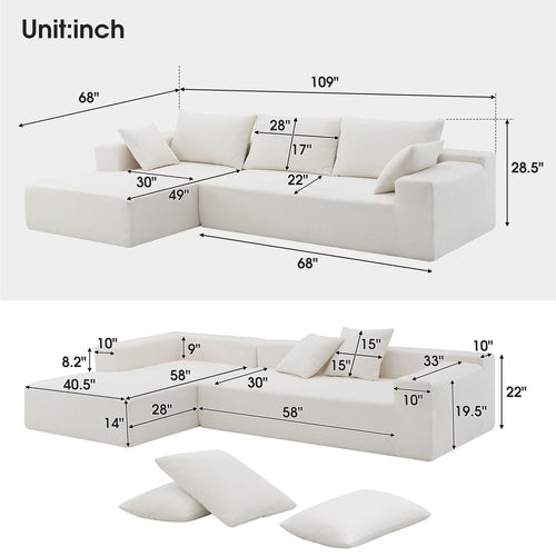 109*68" Modular Sectional Living Room Sofa Set, Modern Minimalist
