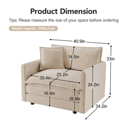 Modern Sofa Couch, 3 Piece Set Extra Deep Seat Sectional Sofa for