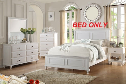 White Color Queen Size Bed Bedroom Furniture High Panel Headboard