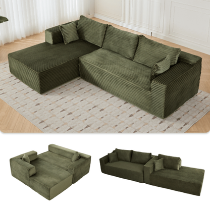 Compression Sectional Couch with Comfy Chaise, Boneless L Shape Sofa