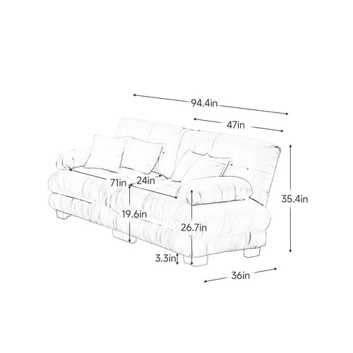 Cloud Couch 2 Seater Sofa for Living Room, Chenille 2 - Seat sofa with
