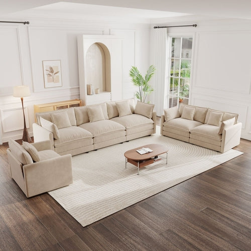 Modern Sofa Couch, 3 Piece Set Extra Deep Seat Sectional Sofa for
