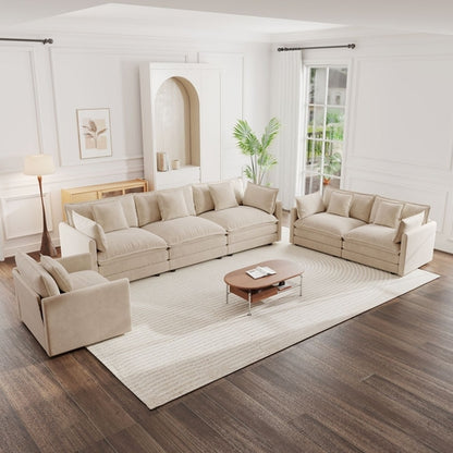 Modern Sofa Couch, 3 Piece Set Extra Deep Seat Sectional Sofa for
