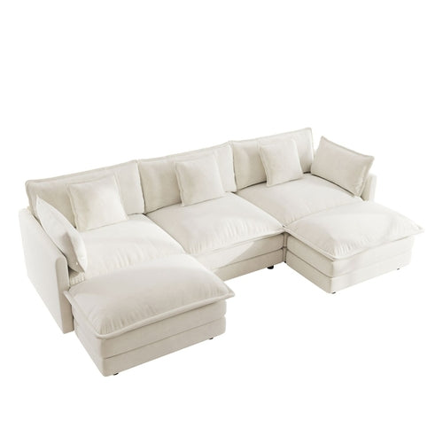 U-Shaped Sectional Sofa w/Reversible Footrest, 5-Seater Convertible