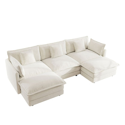 U-Shaped Sectional Sofa w/Reversible Footrest, 5-Seater Convertible
