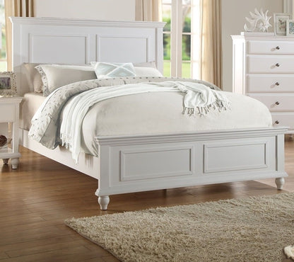 White Color Queen Size Bed Bedroom Furniture High Panel Headboard
