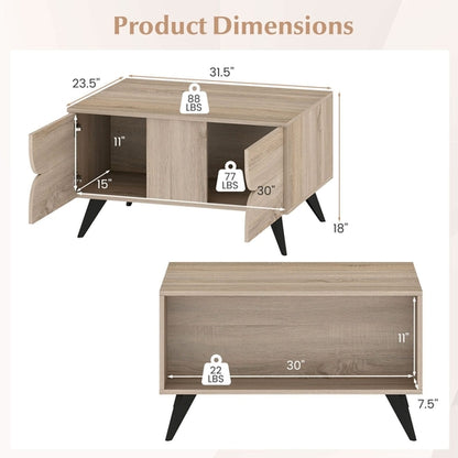 Farmhouse Accent Modern Coffee Table with Storage for Living Room