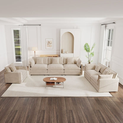 Modern Sofa Couch, 3 Piece Set Extra Deep Seat Sectional Sofa for
