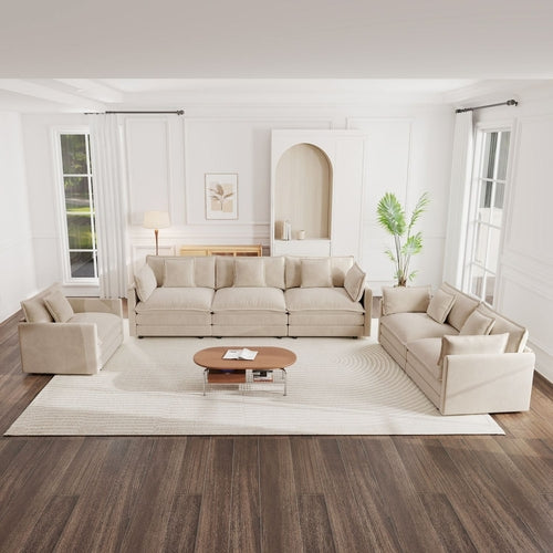 Modern Sofa Couch, 3 Piece Set Extra Deep Seat Sectional Sofa for