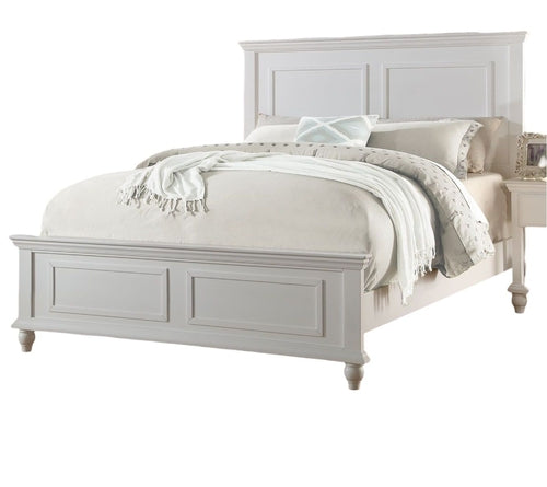 White Color Queen Size Bed Bedroom Furniture High Panel Headboard
