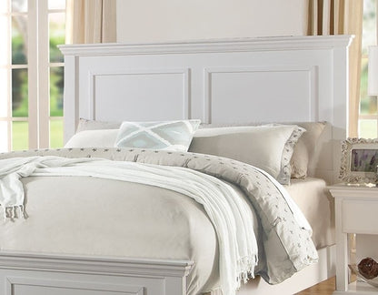 White Color Queen Size Bed Bedroom Furniture High Panel Headboard