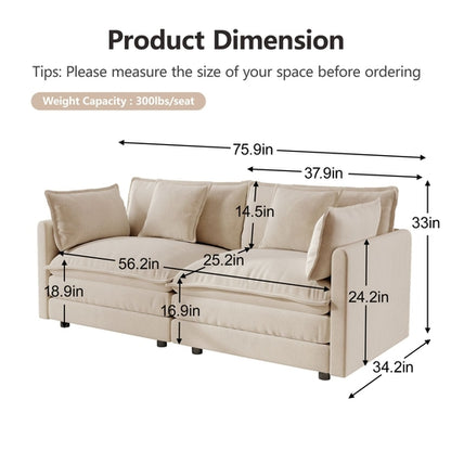 Modern Sofa Couch, 3 Piece Set Extra Deep Seat Sectional Sofa for
