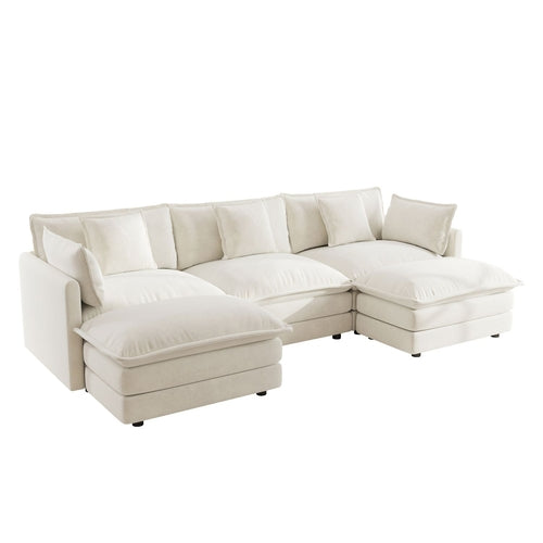 U-Shaped Sectional Sofa w/Reversible Footrest, 5-Seater Convertible