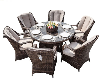 Direct Wicker Patio 7-Piece Brown Wicker Dining Set with Rattan Table