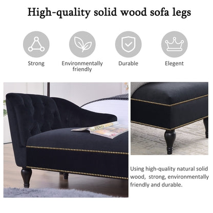 58" Velvet Chaise Lounge; Button Tufted Right Arm Facing Lounge Chair