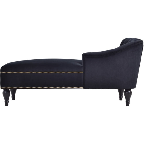 58" Velvet Chaise Lounge; Button Tufted Right Arm Facing Lounge Chair
