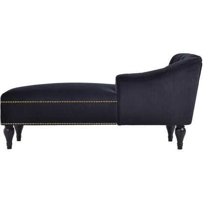58" Velvet Chaise Lounge; Button Tufted Right Arm Facing Lounge Chair