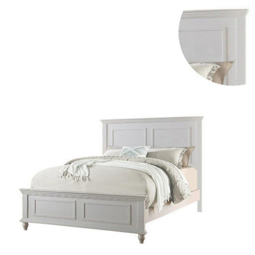 White Color Queen Size Bed Bedroom Furniture High Panel Headboard