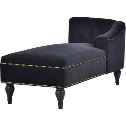 58" Velvet Chaise Lounge; Button Tufted Right Arm Facing Lounge Chair