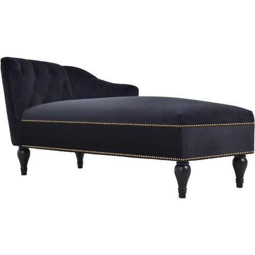 58" Velvet Chaise Lounge; Button Tufted Right Arm Facing Lounge Chair